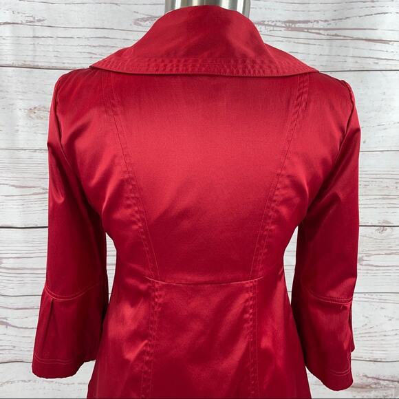 BCX mid length red jacket 3/4 flare sleeves pockets - Picture 7 of 13